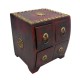 Polished Wooden Four Drawers Mini Chest - Embossed Brass Artwork Polished Wooden Four Drawers Mini Chest - Embossed Brass Artwork