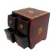 Polished Wooden Four Drawers Mini Chest - Embossed Brass Artwork Polished Wooden Four Drawers Mini Chest - Embossed Brass Artwork