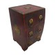 Polished Wooden Six Drawers Mini Chest - Embossed Brass Artwork Polished Wooden Six Drawers Mini Chest - Embossed Brass Artwork