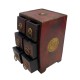 Polished Wooden Six Drawers Mini Chest - Embossed Brass Artwork
