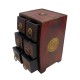 Polished Wooden Six Drawers Mini Chest - Embossed Brass Artwork Polished Wooden Six Drawers Mini Chest - Embossed Brass Artwork