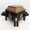 Four Elephants Square Pyramid Top Wooden Jewellery box - Embossed Brass Artwork