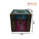 Distressed Painted Square Wooden Box - Antique Brass Artwork Distressed Painted Square Wooden Box - Antique Brass Artwork