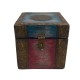 Distressed Painted Square Wooden Box - Antique Brass Artwork