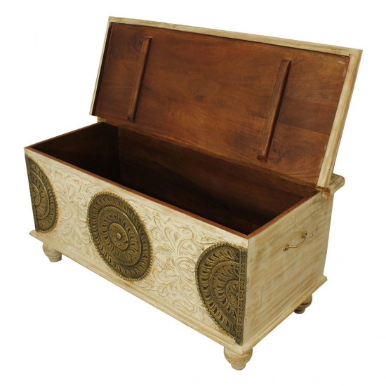 Distressed White Pitara Treasure Box Distressed White Pitara Treasure Box