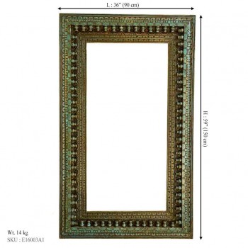 Antique Finished Rustic Turquoise Blue Mirror Frame