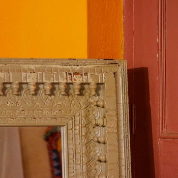 Large carved wooden mirror frame distressed grey 4ft rustic Indian wall decor