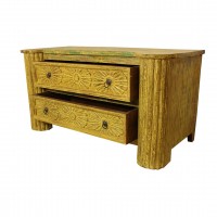 Distressed Yellow Side Board Drawer Cabinet