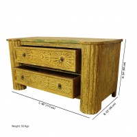 Distressed Yellow Side Board Drawer Cabinet