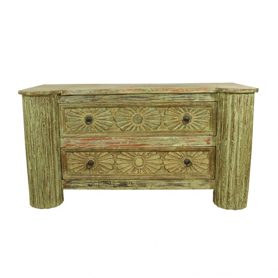 Distressed Green Side Board Drawer Cabinet