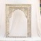 Jarokha Shaped Distressed White Craved Wooden Frame