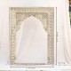 Jarokha Shaped Distressed White Craved Wooden Frame Jarokha Shaped Distressed White Craved Wooden Frame