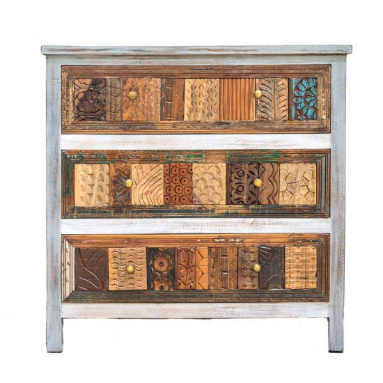 Distressed White Chest with Colourful Drawers Distressed White Chest with Colourful Drawers