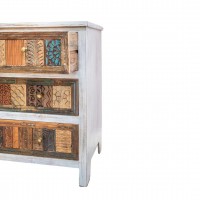 Distressed White Chest with Colourful Drawers 