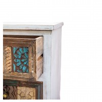 Distressed White Chest with Colourful Drawers 