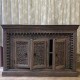 Wooden Carved Side Board - Blue/ Pink Distressed and Antiqued Wooden Carved Side Board - Blue/ Pink Distressed and Antiqued
