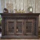 Wooden Carved Side Board - Blue/ Pink Distressed and Antiqued Wooden Carved Side Board - Blue/ Pink Distressed and Antiqued