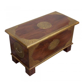 Wooden Treasure Box - Polished & Brass Artwork