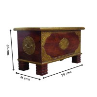 Wooden Treasure Box - Polished & Brass Artwork