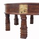 Multipurpose Coffee Table with Engraved Glass Top - Natural Wood Finish Multipurpose Coffee Table with Engraved Glass Top - Natural Wood Finish