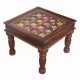 Ceramic Tile Art Brass Fitted Square Wooden Center Table Ceramic Tile Art Brass Fitted Square Wooden Center Table