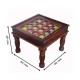 Ceramic Tile Art Brass Fitted Square Wooden Center Table Ceramic Tile Art Brass Fitted Square Wooden Center Table