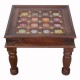 Ceramic Tile Art Brass Fitted Square Wooden Center Table Ceramic Tile Art Brass Fitted Square Wooden Center Table
