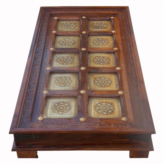 Table Rectangular Embossed Brass Art Table Rectangular Embossed Brass Art