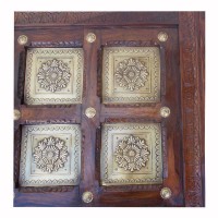 Table Square Embossed Brass Art 
