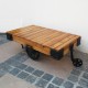 Industrial Cart Coffee Table on Wheels with Rugged Industrial Elements Industrial Cart Coffee Table on Wheels with Rugged Industrial Elements
