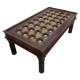 Wooden Center Table Rectangular Hand Carved Embellished with Embossed Brass Artwork 47 x 26 (Inches) Wooden Center Table Rectangular Hand Carved Embellished with Embossed Brass Artwork 47 x 26 (Inches)