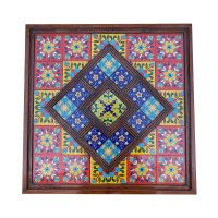 Ceramic Tile Art Square Shaped Wooden Center Table 24 x 24 (Inches)