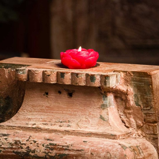 Hand-carved reclaimed wooden candle stand with rustic finish Hand-carved reclaimed wooden candle stand with rustic finish