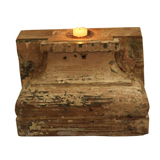 Reclaimed Carved Wooden Piece - Candle Stand