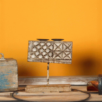 Carved Wooden Panel on Stand    