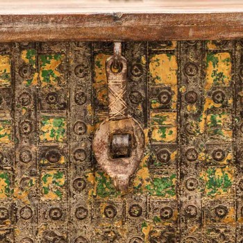 Handcrafted Yellow-Green Distressed Pitara Box Handcrafted Yellow-Green Distressed Pitara Box