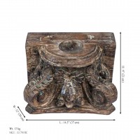 Antique Floral Carved Wooden Block Candle Stand 