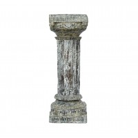 Antique White Wooden Carved Side Pillar Stand 