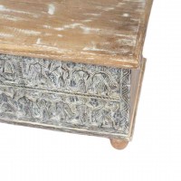 Antique White Wooden Carved Chest Box For Storage 34 x 16 x ht. 18 inches