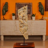 Reclaimed carved wooden arch sculpture – standing rustic décor piece