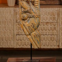 Reclaimed carved wooden arch sculpture – standing rustic décor piece