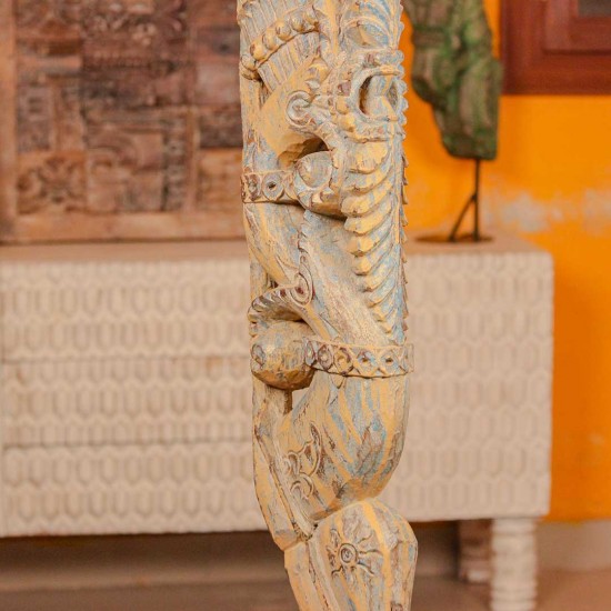 Reclaimed carved wooden arch sculpture – standing rustic décor piece