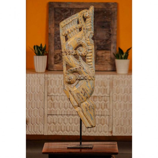 Reclaimed carved wooden arch sculpture – standing rustic décor piece