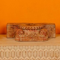 Reclaimed wood candle holder tabletop with red accent – handcrafted home décor