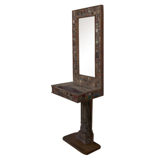 Reclaimed Wood Mosaic Dressing Console