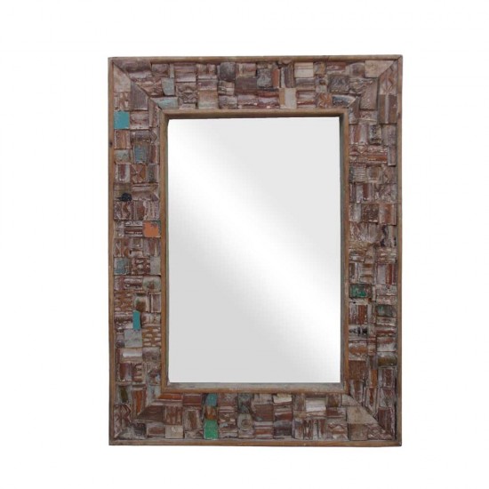 Reclaimed Wood Mosaic Mirror Frame