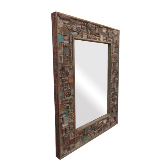 Reclaimed Wood Mosaic Mirror Frame