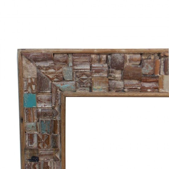 Reclaimed Wood Mosaic Mirror Frame