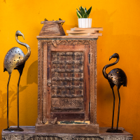 Reclaimed timber bedside side table natural finish – reclaimed wood cabinet front view