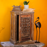 Reclaimed timber bedside side table natural finish – reclaimed wood cabinet front view